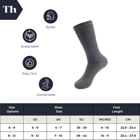 جوارب Thcollection الناعمة من الخيزران للرجال والنساء - جوارب دائرية من الخيزران قابلة للتنفس للمناسبات الكاجوال والفستان والأعمال التجارية والعمل (3 عبوات) in Kuwait