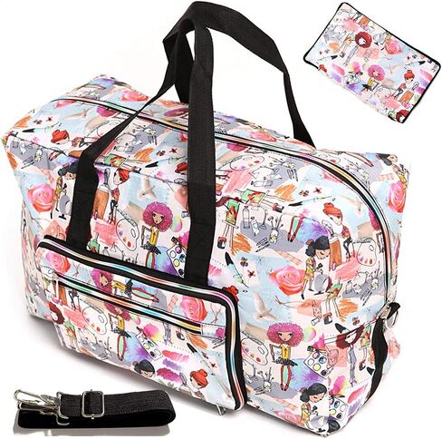 Large Foldable Travel Duffel Bag, Sports Tote Gym Bag For Women with Trolley Sleeve Weekender Overnight Carry On Checked Luggage Bag Hospital Bag Tote Shoulder Handbag Bag in Saudi Arabia