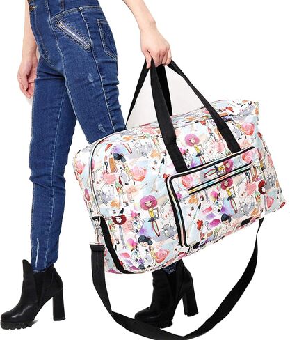 Large Foldable Travel Duffel Bag, Sports Tote Gym Bag For Women with Trolley Sleeve Weekender Overnight Carry On Checked Luggage Bag Hospital Bag Tote Shoulder Handbag Bag in Saudi Arabia