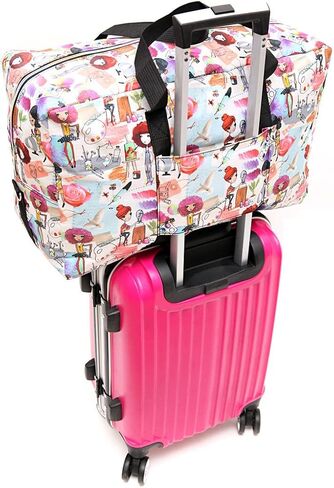Large Foldable Travel Duffel Bag, Sports Tote Gym Bag For Women with Trolley Sleeve Weekender Overnight Carry On Checked Luggage Bag Hospital Bag Tote Shoulder Handbag Bag in Saudi Arabia