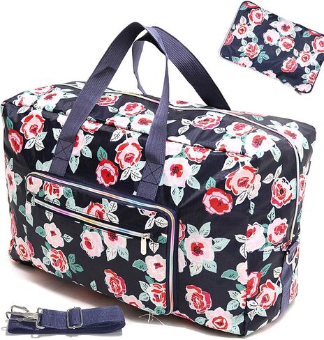 Large Foldable Travel Duffel Bag, Sports Tote Gym Bag For Women with Trolley Sleeve Weekender Overnight Carry On Checked Luggage Bag Hospital Bag Tote Shoulder Handbag Bag in Saudi Arabia