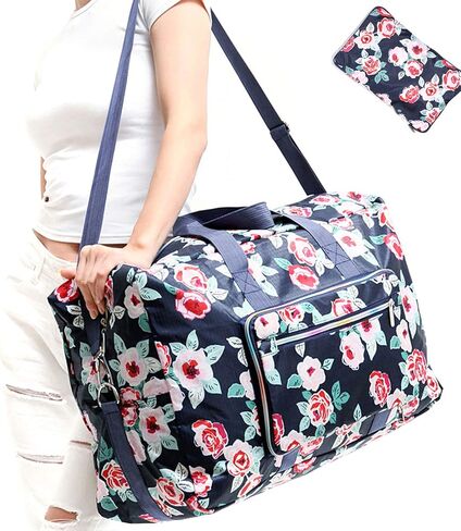Large Foldable Travel Duffel Bag, Sports Tote Gym Bag For Women with Trolley Sleeve Weekender Overnight Carry On Checked Luggage Bag Hospital Bag Tote Shoulder Handbag Bag in Saudi Arabia