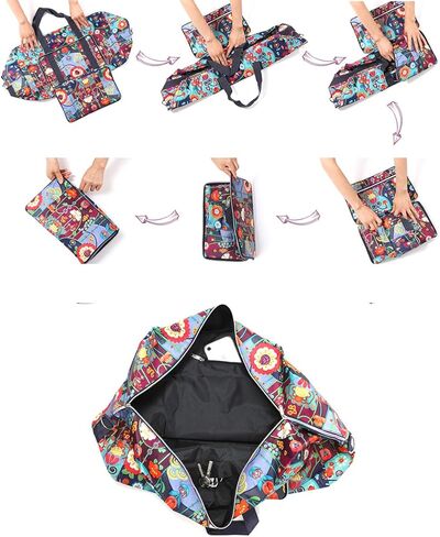 Large Foldable Travel Duffel Bag, Sports Tote Gym Bag For Women with Trolley Sleeve Weekender Overnight Carry On Checked Luggage Bag Hospital Bag Tote Shoulder Handbag Bag in Kuwait