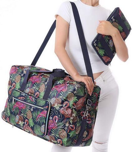 Large Foldable Travel Duffel Bag, Sports Tote Gym Bag For Women with Trolley Sleeve Weekender Overnight Carry On Checked Luggage Bag Hospital Bag Tote Shoulder Handbag Bag in Saudi Arabia