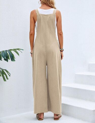 Unilexi Women’s Loose Wide Leg Bib Jumpsuits Button Baggy Overalls with Pockets in Saudi Arabia