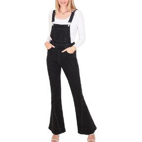 Anna-Kaci Women's Flare Overalls Jumpsuits Retro Bell Bottom Jeans Skinny Denim Overalls