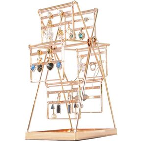 Qingsm Ferris Wheel Earring Holder with Mirror Tray,Metal Earring Organizer Jewelry Display Stand,Home Decor in Saudi Arabia
