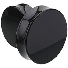 Pair 3/4" (19MM) BLACK ACRYLIC PLUGS Double Flare Gauges Solid Saddle Thin Ear Flesh Tunnels (2pcs) in Saudi Arabia