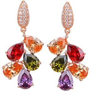 Bangle Bracelets for Women,Created Garnet Amethyst Peridot Morganite Gemstone Necklace Earrings Ring Bracelets Rose Gold Plated,Jewelry Sets Wedding for Brides