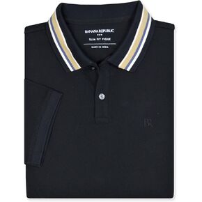 قميص بولو رجالي من Banana Republic بياقة مدببة وقصة ضيقة من قماش البيكيه الشبكي المصنوع من القطن بالكامل، in Kuwait