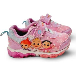 Bazillion Dreams Cocomelon Girl's Lighted Athletic Sneaker Light Up Shoes Children W/Adjustable Strap (Toddler), Pink/Purple, Size 10 in Kuwait