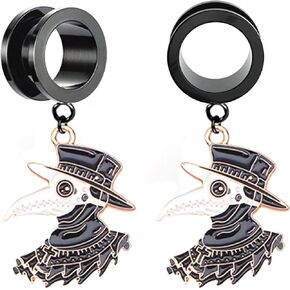 PHUSBLAY 2PCS Cool Ear Plugs Tunnels Hypoallergenic Ear Gauges 316 Stainless Steel Earring Expander Stretcher Piercing Body Jewelry (10mm(00g), Black-1) in Kuwait