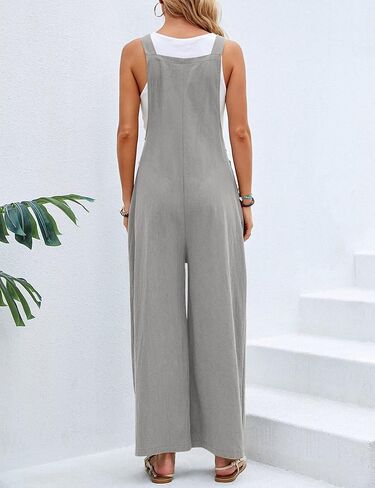 Unilexi Women’s Loose Wide Leg Bib Jumpsuits Button Baggy Overalls with Pockets in Saudi Arabia