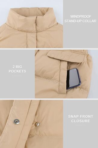 ELEZAY Women's Puffer Vest with Stand-Collar One Size Winter Down Quilted Vests Sleeveless Casual Outerwear Jackets for Fall in Kuwait