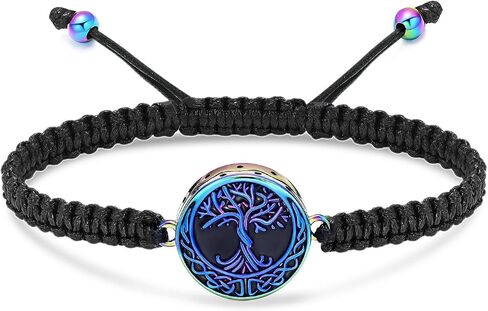 Imrsanl Tree of Life Urn Bracelet for Ashes for Women Men Handmade Braided Rope Cremation Keepsake Pendant Locket Bracelet Memorial Jewelry Gifts in Saudi Arabia