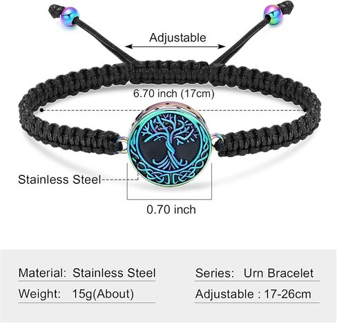 Imrsanl Tree of Life Urn Bracelet for Ashes for Women Men Handmade Braided Rope Cremation Keepsake Pendant Locket Bracelet Memorial Jewelry Gifts in Saudi Arabia