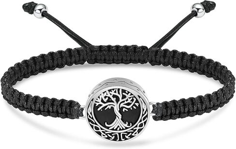 Imrsanl Tree of Life Urn Bracelet for Ashes for Women Men Handmade Braided Rope Cremation Keepsake Pendant Locket Bracelet Memorial Jewelry Gifts in Saudi Arabia