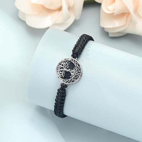 Imrsanl Tree of Life Urn Bracelet for Ashes for Women Men Handmade Braided Rope Cremation Keepsake Pendant Locket Bracelet Memorial Jewelry Gifts in Saudi Arabia