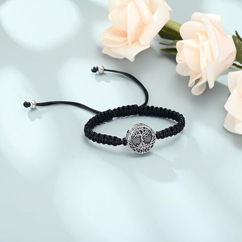 Imrsanl Tree of Life Urn Bracelet for Ashes for Women Men Handmade Braided Rope Cremation Keepsake Pendant Locket Bracelet Memorial Jewelry Gifts in Saudi Arabia