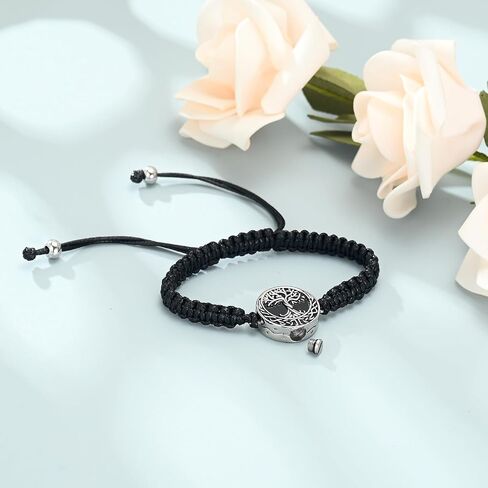 Imrsanl Tree of Life Urn Bracelet for Ashes for Women Men Handmade Braided Rope Cremation Keepsake Pendant Locket Bracelet Memorial Jewelry Gifts in Saudi Arabia