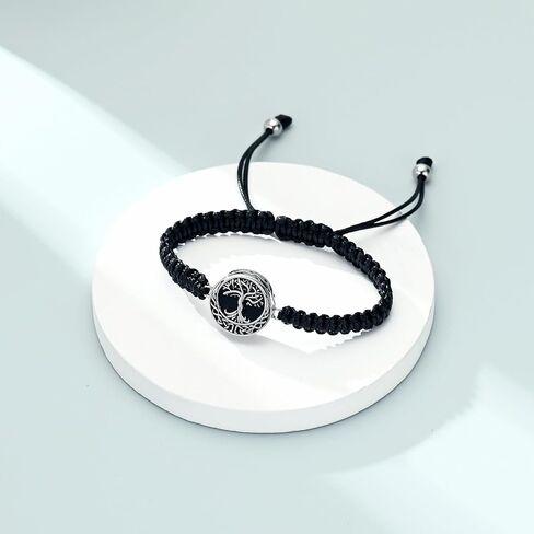 Imrsanl Tree of Life Urn Bracelet for Ashes for Women Men Handmade Braided Rope Cremation Keepsake Pendant Locket Bracelet Memorial Jewelry Gifts in Saudi Arabia