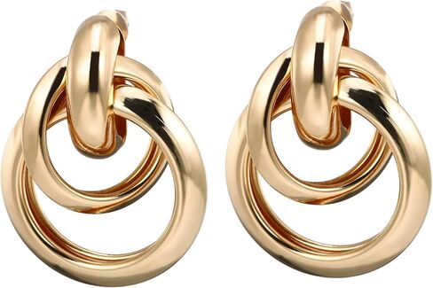 JAZTAKU 6 أزواج من الأقراط الهندسية الذهبية الكبيرة للنساء أقراط بوهو خمر أقراط الصيف الشاطئ in Kuwait