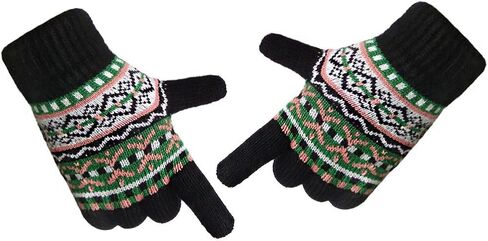 LETHMIK Womens&Girls Thick Knit Gloves Warm Winter Colorful Glove with Wool Lined in Kuwait