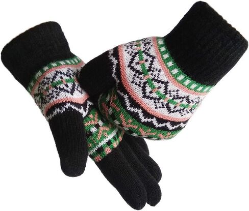 LETHMIK Womens&Girls Thick Knit Gloves Warm Winter Colorful Glove with Wool Lined in Kuwait