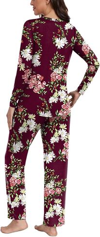Anyhold Women's Fall 2 Piece Pajama Sets, Long Sleeve Lounge Sleepwear Ladies Pjs Sets with Pockets in Kuwait