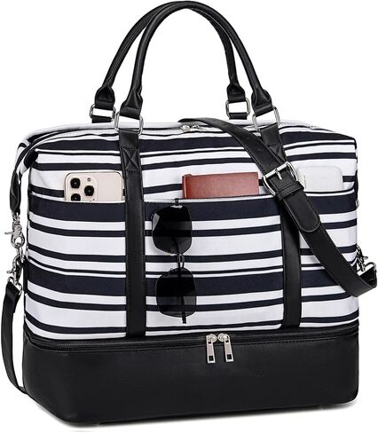 حقيبة سفر من القماش الخشن لعطلات نهاية الأسبوع يمكن حملها طوال الليل على الكتف للفتيات وحقيبة رياضية للمستشفى للنساء وحقائب الأمتعة مع حقيبة أحذية بأكمام الأمتعة in Kuwait