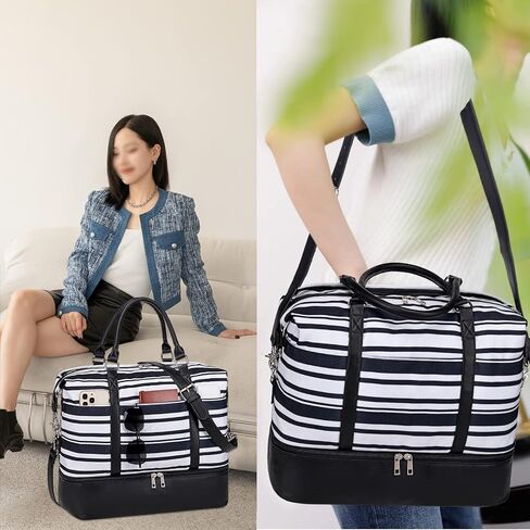 حقيبة سفر من القماش الخشن لعطلات نهاية الأسبوع يمكن حملها طوال الليل على الكتف للفتيات وحقيبة رياضية للمستشفى للنساء وحقائب الأمتعة مع حقيبة أحذية بأكمام الأمتعة in Kuwait