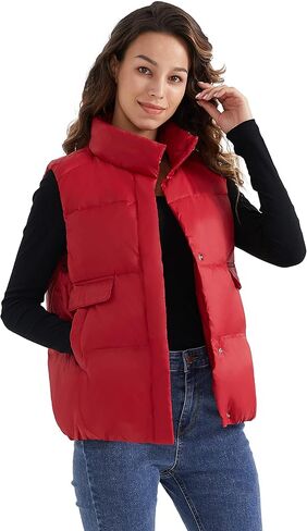 ELEZAY Women's Puffer Vest with Stand-Collar One Size Winter Down Quilted Vests Sleeveless Casual Outerwear Jackets for Fall in Kuwait