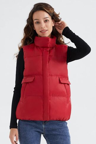 ELEZAY Women's Puffer Vest with Stand-Collar One Size Winter Down Quilted Vests Sleeveless Casual Outerwear Jackets for Fall in Kuwait