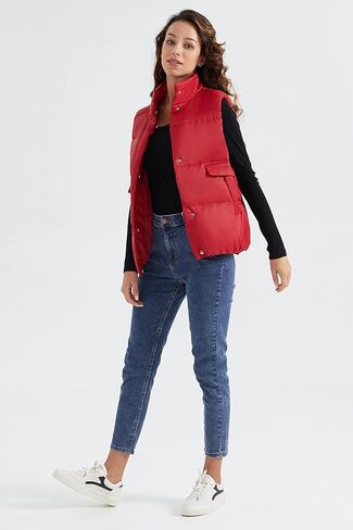 ELEZAY Women's Puffer Vest with Stand-Collar One Size Winter Down Quilted Vests Sleeveless Casual Outerwear Jackets for Fall in Kuwait