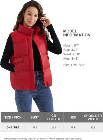 ELEZAY Women's Puffer Vest with Stand-Collar One Size Winter Down Quilted Vests Sleeveless Casual Outerwear Jackets for Fall in Kuwait