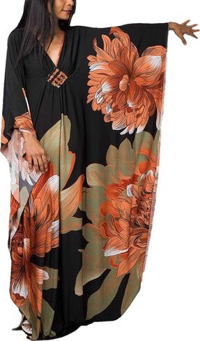 Venasha Womens Caftan Floral Print Kaftan Dress Short Sleeve Swimsuit Cover up Loungewear for Summer in Saudi Arabia