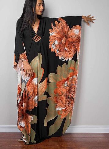 Venasha Womens Caftan Floral Print Kaftan Dress Short Sleeve Swimsuit Cover up Loungewear for Summer in Saudi Arabia