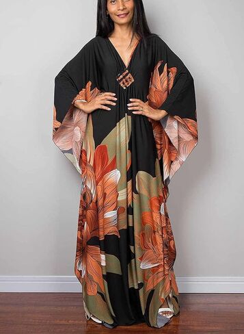 Venasha Womens Caftan Floral Print Kaftan Dress Short Sleeve Swimsuit Cover up Loungewear for Summer in Saudi Arabia