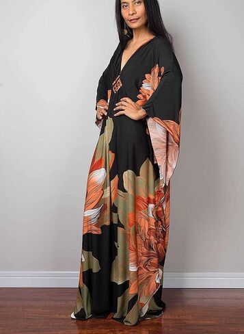 Venasha Womens Caftan Floral Print Kaftan Dress Short Sleeve Swimsuit Cover up Loungewear for Summer in Saudi Arabia