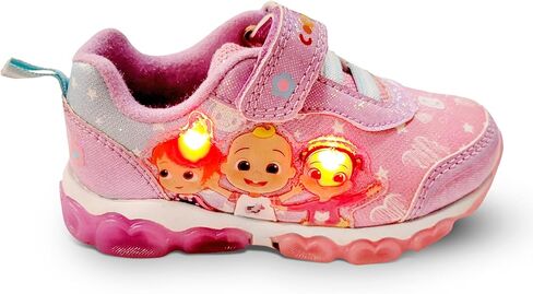 Bazillion Dreams Cocomelon Girl's Lighted Athletic Sneaker Light Up Shoes Children W/Adjustable Strap (Toddler), Pink/Purple, Size 10 in Kuwait