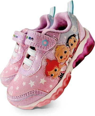 Bazillion Dreams Cocomelon Girl's Lighted Athletic Sneaker Light Up Shoes Children W/Adjustable Strap (Toddler), Pink/Purple, Size 10 in Kuwait