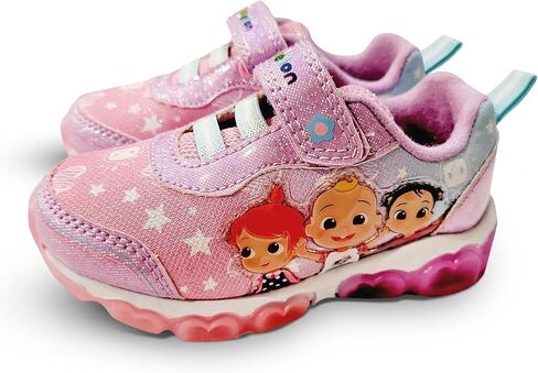 Bazillion Dreams Cocomelon Girl's Lighted Athletic Sneaker Light Up Shoes Children W/Adjustable Strap (Toddler), Pink/Purple, Size 10 in Kuwait