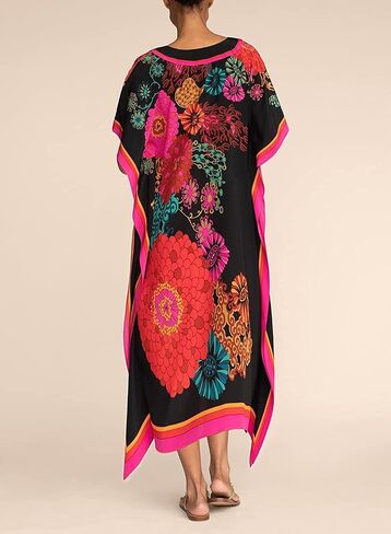 Venasha Womens Caftan Floral Print Kaftan Dress Short Sleeve Swimsuit Cover up Loungewear for Summer in Saudi Arabia