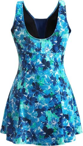 Searainer Women's One Piece Swimsuit Plus Size Swim Dress V Neck Wrap-Front Printed Swimwear Tummy Control Bathing Suit in Saudi Arabia