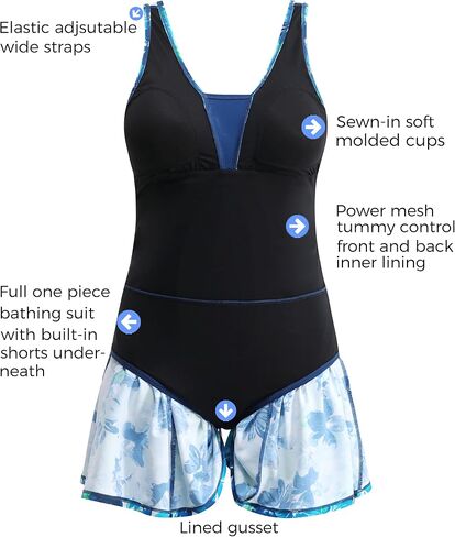 Searainer Women's One Piece Swimsuit Plus Size Swim Dress V Neck Wrap-Front Printed Swimwear Tummy Control Bathing Suit in Saudi Arabia