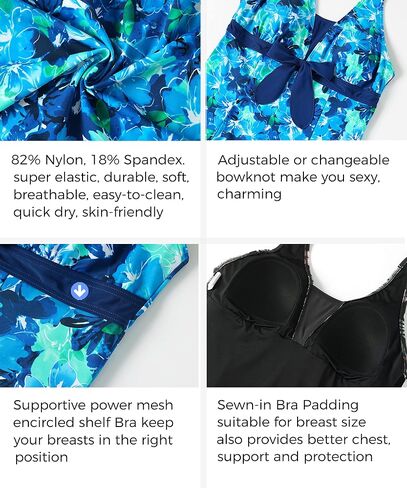 Searainer Women's One Piece Swimsuit Plus Size Swim Dress V Neck Wrap-Front Printed Swimwear Tummy Control Bathing Suit in Saudi Arabia