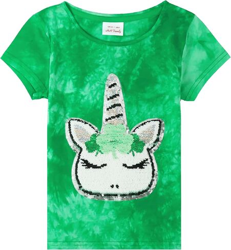 HH Family St. Patrick’s Day Shirt for Kids Flip Sequin Girls and Boys Green T-Shirt Clothing 4-12 Years in Saudi Arabia