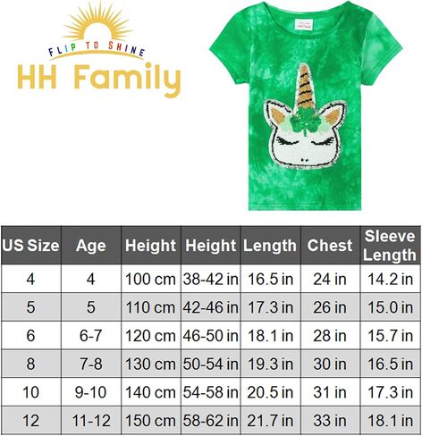 HH Family St. Patrick’s Day Shirt for Kids Flip Sequin Girls and Boys Green T-Shirt Clothing 4-12 Years in Saudi Arabia