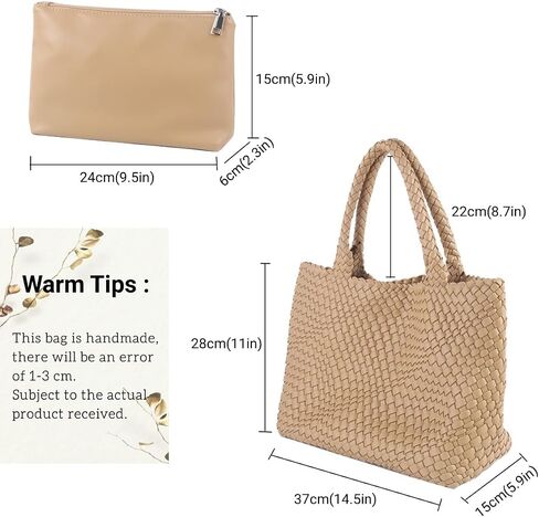 Woven Bag for Women，Vegan Leather Handwoven Tote Bags with Purse Shopper Bag Large Shoulder bag in Saudi Arabia