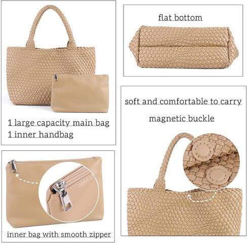 Woven Bag for Women，Vegan Leather Handwoven Tote Bags with Purse Shopper Bag Large Shoulder bag in Saudi Arabia
